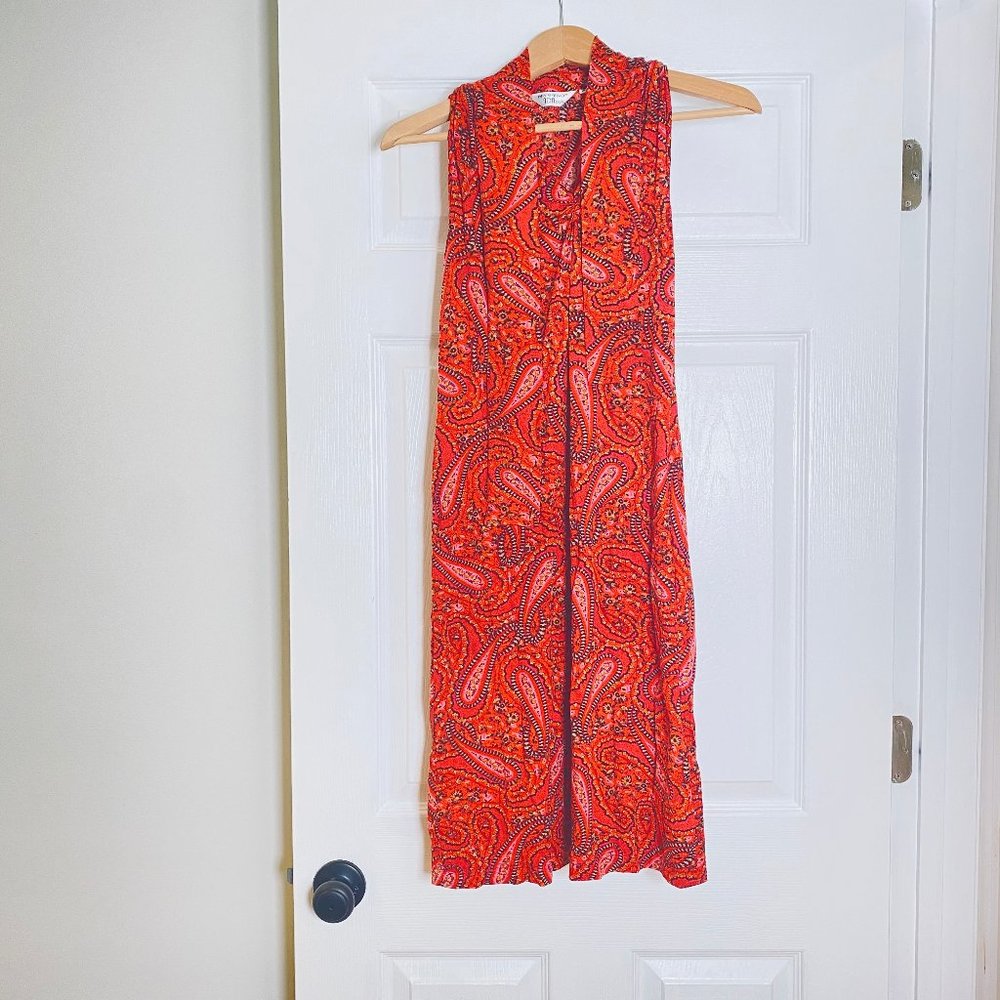 Red Paisley Sleeveless Summer Dress Sz S